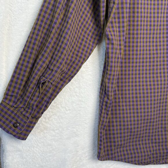 PATAGONIA Women's Size M Loose Fit Purple Khaki Check Plaid Button Front Shirt - Picture 9 of 16